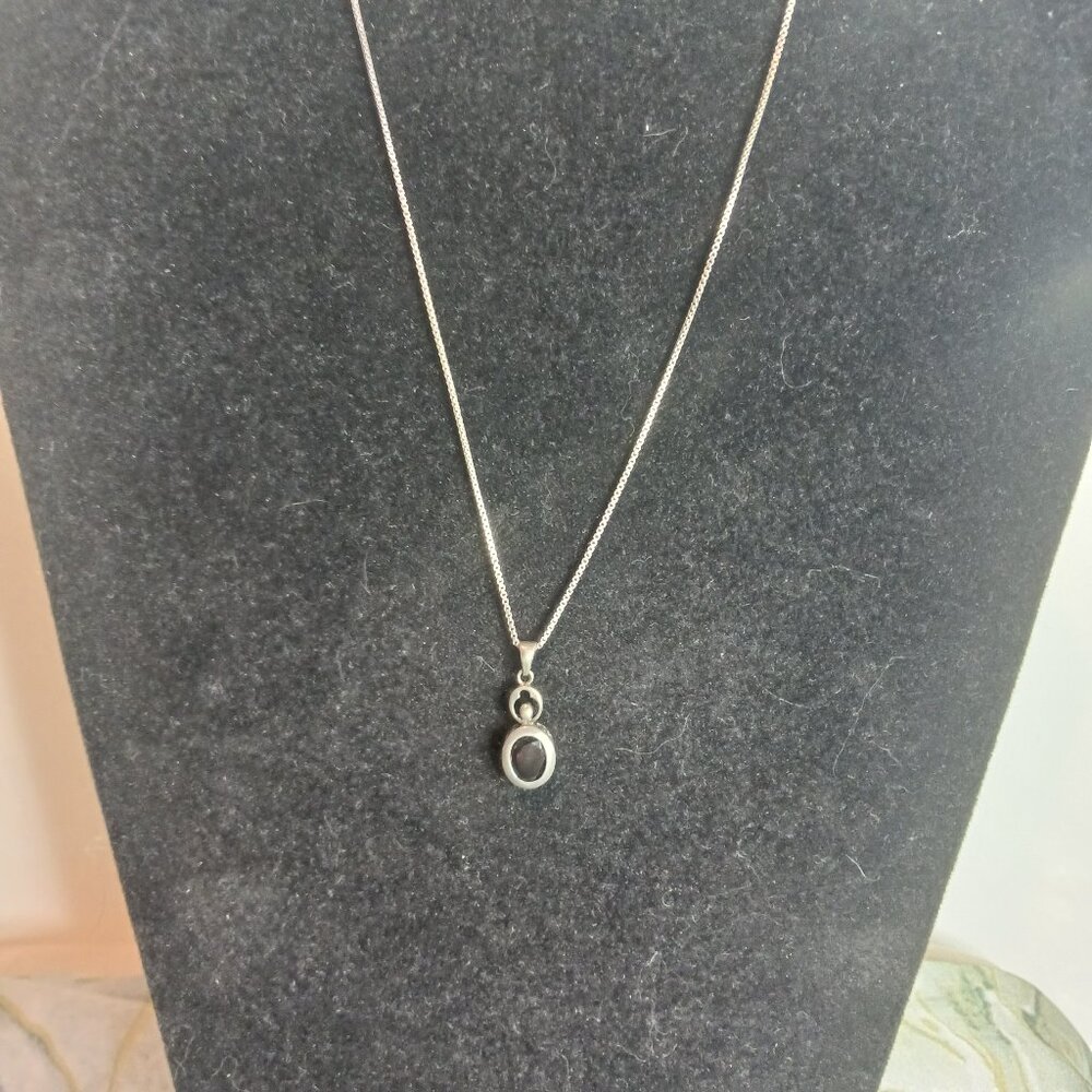 Sterling Silver and Garnet Necklace